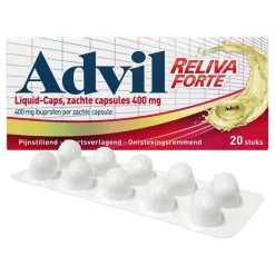 Outlet Advil Reliva Forte Liquid-Caps 400 mg Ibuprofen voor Pijn en Koorts 20 stuks