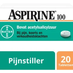 Sale Aspirine 100 mg helpt bij pijn 20 tabletten
