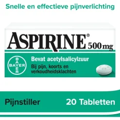 Aspirine 500 mg helpt bij pijn 20 tabletten