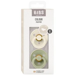 Clearance Bibs Anatomische Fopspeen Two Pack Natuurlijk Rubber Ivory/Sage Maat 1