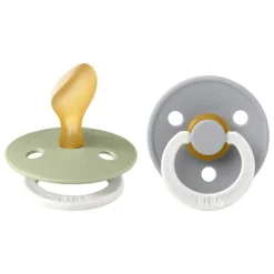 Hot Bibs Anatomische Glow in the dark Fopspeen Two Pack Natuurlijk Rubber Sage/Cloud Maat 2