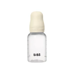 Hot Bibs Babyfles 150 ML Ivory met Latex speen en opvouwbaar trechtertje