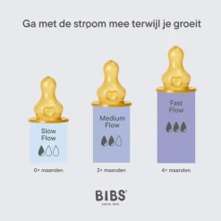 Hot Bibs Babyfles 150 ML Ivory met Latex speen en opvouwbaar trechtertje