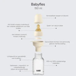 Online Bibs Babyfles 150 ML Sage met Latex speen en opvouwbaar trechtertje