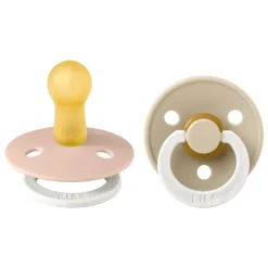 Online Bibs Glow in the dark Fopspeen Two Pack Natuurlijk Rubber Blush/Vanilla Maat 2