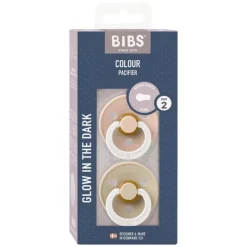 Online Bibs Glow in the dark Fopspeen Two Pack Natuurlijk Rubber Blush/Vanilla Maat 2