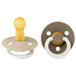 Clearance Bibs Glow in the dark Fopspeen Two Pack Natuurlijk Rubber Vanilla/Dark Oak Maat 2