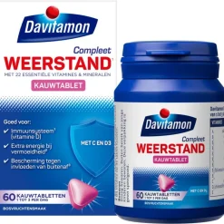 Hot Davitamon Compleet Weerstand Vitamine C&D Bosvruchten 60 kauwtabl
