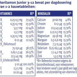 Clearance Davitamon Junior 3+ Multivitamine Kinderen Frambozensmaak 120 Kauwvitamines