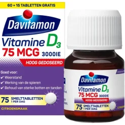 Hot Davitamon Vitamine D3 75 mcg Smelttabletten 60+15 stuks