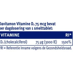 Hot Davitamon Vitamine D3 75 mcg Smelttabletten 60+15 stuks