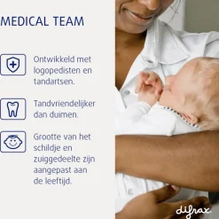 Difrax Fopspeen Natural 18 Maanden Paars BPA-vrij