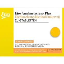 Outlet Etos Honing & Citroen zuigtablet, Amylmetacresol Plus Dichloorbenzylalcohol