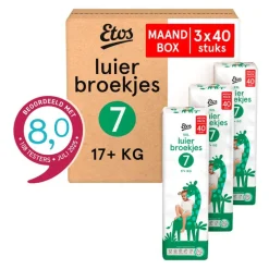 Clearance Etos Luierbroekjes XXL Maat 7 17+ kg Maandbox 120 stuks