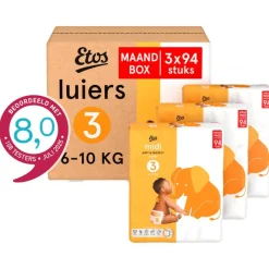 Sale Etos Luiers Midi Maat 3 6-10 kg Maandbox 282 Stuks