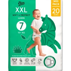 Sale Etos Luiers XXL Maat 7 15+ kg Mid Pack 20 stuks