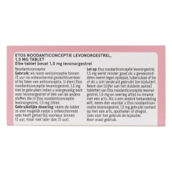 Online Etos Noodanticonceptie levenorgestrel 1.5mg tablet 1st