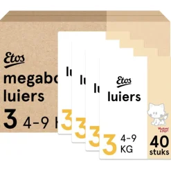 Outlet Etos Woezel & Pip Luiers Midi Maat 3 4-9 kg Megabox 4x40 stuks