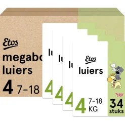 Clearance Etos Woezel & Pip Luiers Maxi Maat 4 7-18 kg Megabox 4x34 stuks
