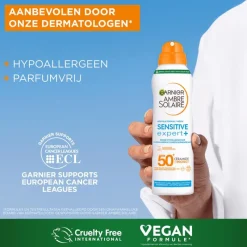 Hot Garnier Ambre Solaire Sensitive Expert Hypoallergene Zonnebrand Mist SPF50 150 ML