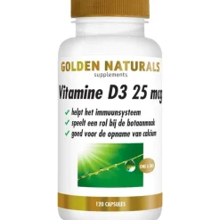 Sale Golden Naturals Vitamine D3 25 mcg Softgel Capsules 120 stuks