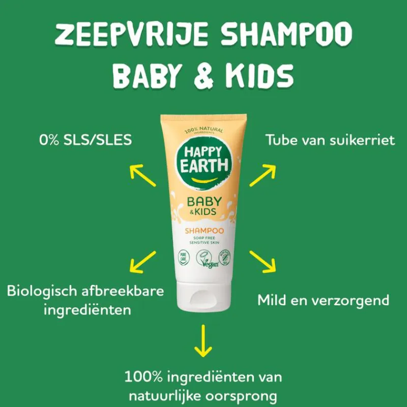 Best Happy Earth Zeepvrije Shampoo Baby & Kids 200 ml