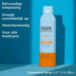Outlet ISDIN Transparent Zonnebrand Spray Wet Skin SPF50 250 ML