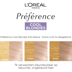 New L'Oréal Paris Préférence Cool Blondes Permanente Haarverf 9.12 Siberia 9.12 - Siberia
