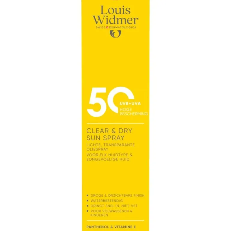 Sale Louis Widmer Clear & Dry Sun Spray SPF50 Zonder Pafrum 200 ML