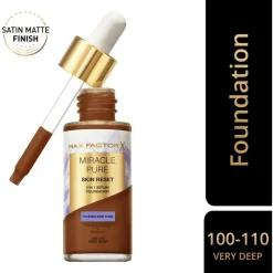 New Max Factor Miracle Pure Serum Foundation 30 ML 100-110 Very Deep