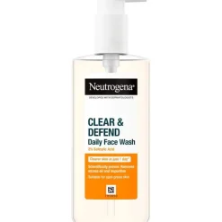 New Neutrogena Clear & Defend Daily Face Wash Acne en Onzuivere Huid 200 ML