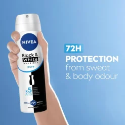 New NIVEA Black & White Invisible Pure Deodorant Spray 150 ML