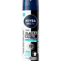 Clearance NIVEA MEN Black & White Invisible Fresh Deodorant Spray 150 ML