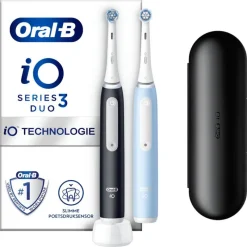New Oral-B iO 3 Duo Zwart & Blauw 2 Elektrische Tandenborstels