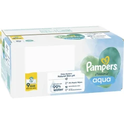 Discount Pampers Harmonie Aqua Billendoekjes 9x48 Stuks