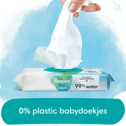 Outlet Pampers Harmonie Aqua Billendoekjes 0% Plastic 3x48 Stuks