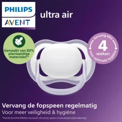 Clearance Philips Avent Fopspeen Ultra Air Day 0-6M Double Pack - SCF087/02