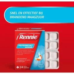 Best Rennie Pepermunt Kauwtabletten Bij Brandend Maagzuur 24 stuks