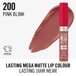 Rimmel London Lasting Mega Matte Liquid Lipstick 200Pink Blink 200 Pink Blink