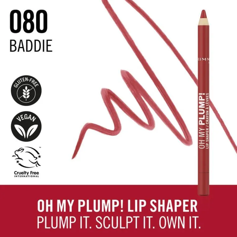 Discount Rimmel London Oh My Plump! Lip Liner - Rood - 080 Baddie