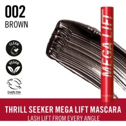New Rimmel London Thrill Seeker Mega Lift Mascara - Bruin - 002 Brown
