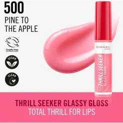 New Rimmel London Thrill Seeker Glassy Gloss Lipgloss 10 ML 500 Pine To The Apple