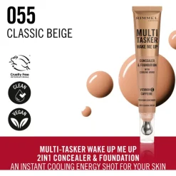 Online Rimmel London Rimmel Multi-Tasker Wake Me Up Concealer en Foundation 55 Classic Beige