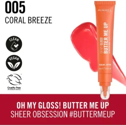 Outlet Rimmel London Rimmel Oh My Gloss Butter Me Up Lip Butter - Koraal - 005 Coral Breeze