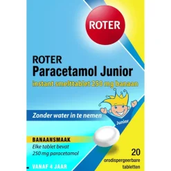 Roter Paracetamol smelttablet 250 mg Junior 20 tabletten