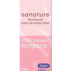 Discount Sanature 100% Katoenen Tampons Super 16 stuks