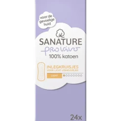 Sale Sanature Pro Vivo 100% Katoenen Incontinentie Inlegkruisjes Light 24 stuks