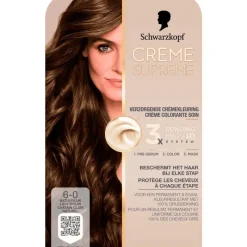 Outlet Schwarzkopf Creme Supreme Haarkleuring 6-0 Natuurlijk Lichtbruin