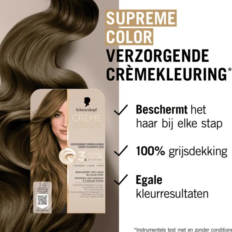 Sale Schwarzkopf Creme Supreme Haarkleuring 7-0 Natuurlijk Donkerblond