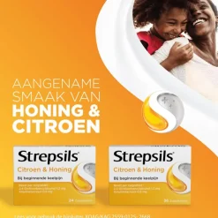 New Strepsils Citroen & Honing Zuigtabletten 24 Stuks